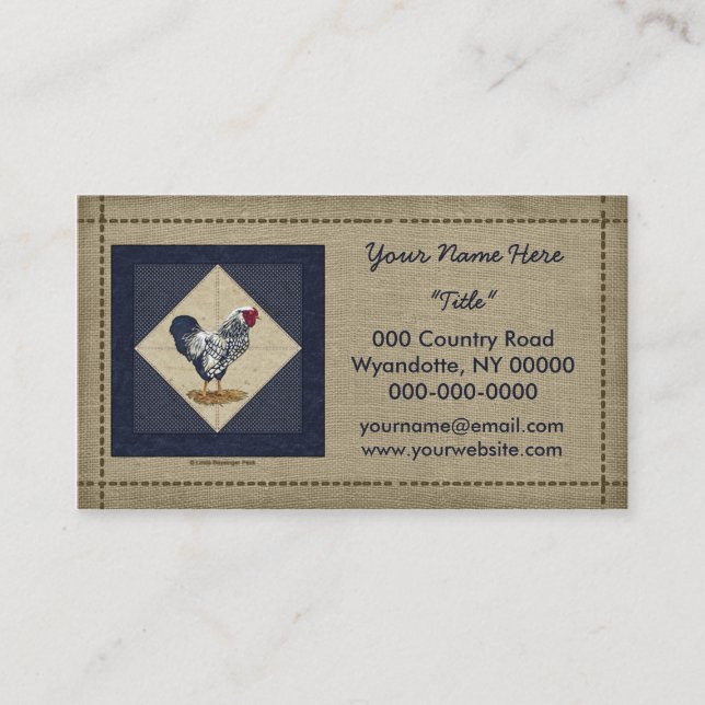 Silver Laced Wyandotte Rooster Denim Business Card (Front)