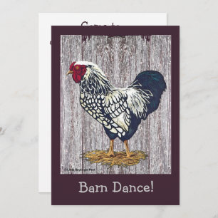 Silver Laced Wyandotte Rooster Invitation