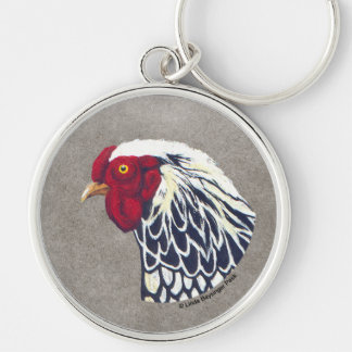 Silver Laced Wyandotte Rooster Key Ring