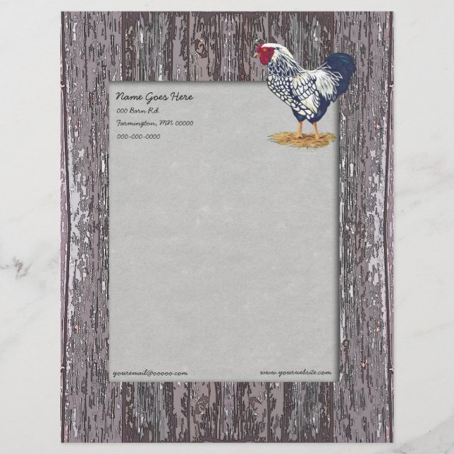 Silver Laced Wyandotte Rooster Letterhead (Front)