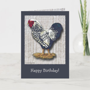 Silver Laced Wyandotte Rooster Light Barnboards Card