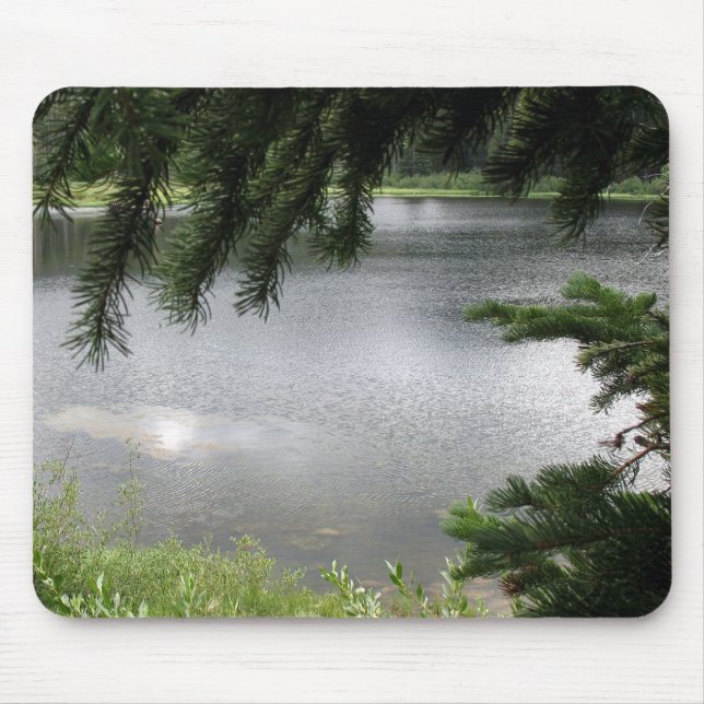 Silver Lake Framed by Evergreen Boughs Mouse Mat (Front)