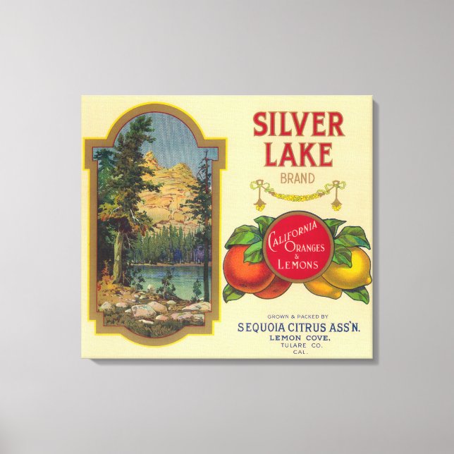Silver Lake Orange LabelLemon Cove, CA Canvas Print (Front)