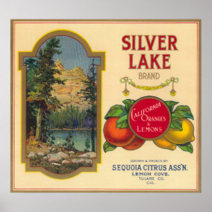 Silver Lake Orange LabelLemon Cove, CA Poster