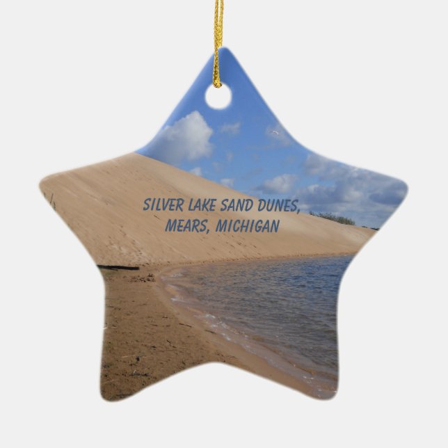 Silver Lake Sand Dunes, Mears, Michigan   Ceramic Tree Decoration (Front)