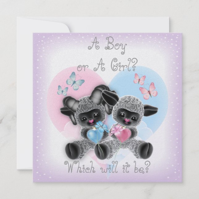 Silver Lamb Baby Gender Reveal Party Invit Invitation (Front)