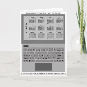 Silver Laptop Keyboard 2025 Calendar On Screen Card