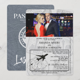 Silver Las Vegas Passport Wedding Invitation