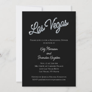 Silver Las Vegas Sparkles Rehearsal Dinner Invitation