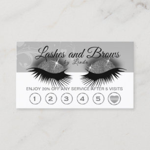 Silver Lashes on White and Grey Loyalty Card
