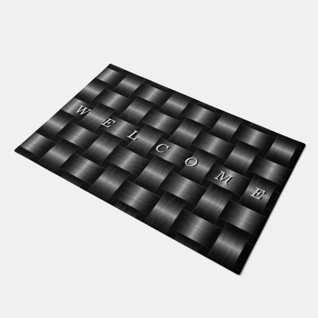 Silver Lattice Design Doormat - Welcome (Angled)