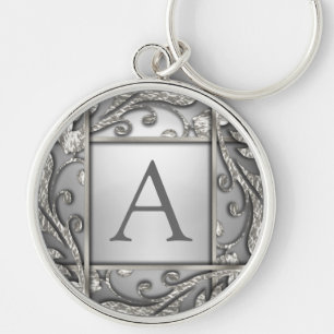 Silver Lattice Monogram Key Ring