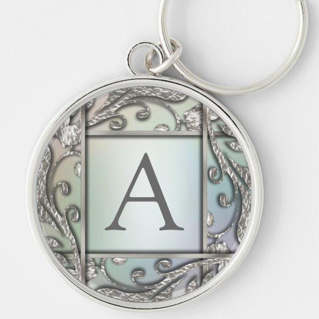 Silver Lattice Monogram Key Ring (Front)