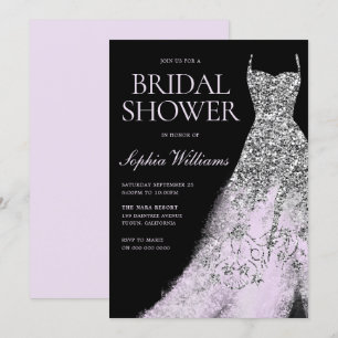 Silver & Lavender Dress Bridal Shower  Invitation