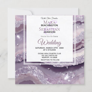 *~*  SILVER LAVENDER QR AGATE RSVP AR66 Wedding Invitation