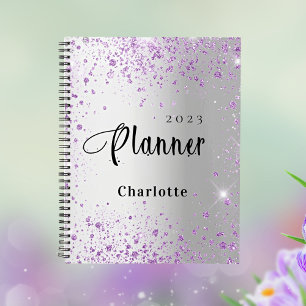 Silver lavender violet glitter name 2026 planner