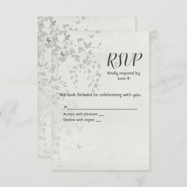 Silver Leaf and Butterfly RSVP (Front/Back)