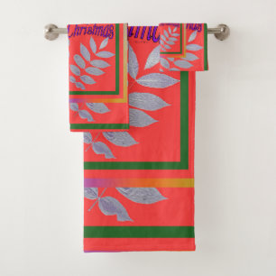 SILVER LEAF MERRY CHRISTMAS BATH TOWEL SET