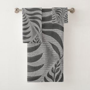 Silver Leaf Motif Bath Towel Set