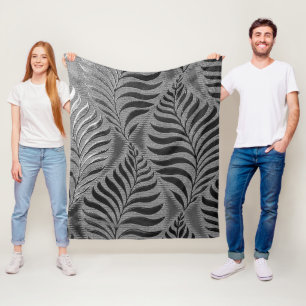 Silver Leaf Motif Fleece Blanket