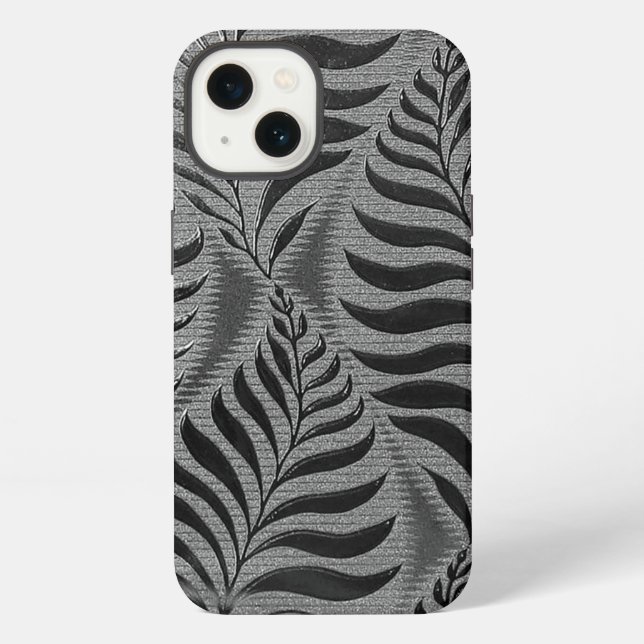 Silver Leaf Motif iPhone Case (Back)