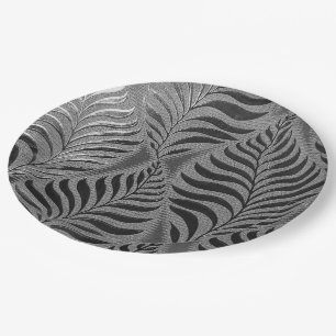 Silver Leaf Motif Paper Plate