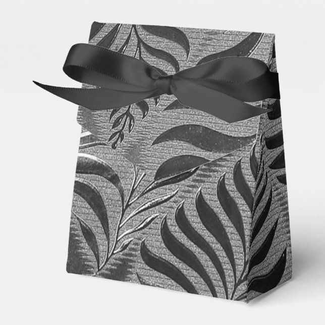  Silver Leaf Motif Tent Favour Box (Front Side)