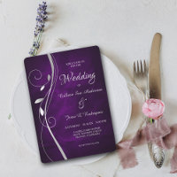 Silver Leaf Swirl Deep Purple Wedding