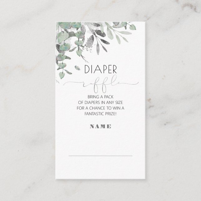 Silver Leaves Baby Shower Diaper Raffle Enclosure (Front)