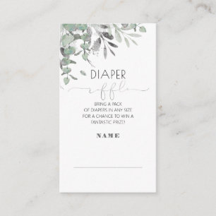 Silver Leaves Baby Shower Diaper Raffle Enclosure Card