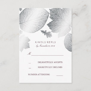 Silver Leaves Fall Wedding RSVP Cards