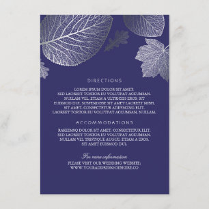 Silver Leaves Navy Wedding Details - Information Enclosure Card