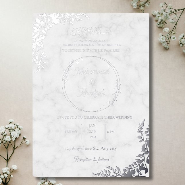 Silver Leaves Ornate White Marble Muslim Wedding (Creator Uploaded)