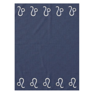Silver Leo Symbol on Navy Blue Carbon Fibre Print Tablecloth