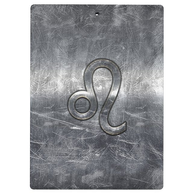 Silver Leo Zodiac Sign in Grunge Distressed Style Clipboard (Back)