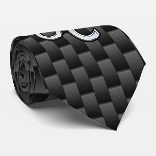 Silver Leo Zodiac Symbol Charcoal Carbon Fibre Tie