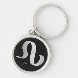Silver Leo Zodiac Symbol Key Ring