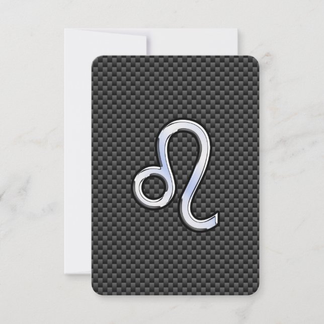 Silver Leo Zodiac Symbol on Carbon Fiber Print (Front)
