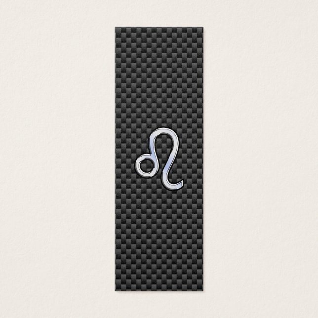Silver Leo Zodiac Symbol on Carbon Fibre Print (Front)