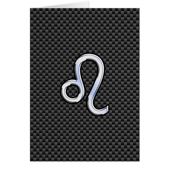 Silver Leo Zodiac Symbol on Carbon Fibre Print (Front)