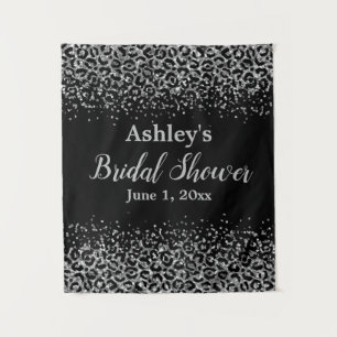 Silver Leopard Bridal Shower Backdrop Photo Booth Tapestry
