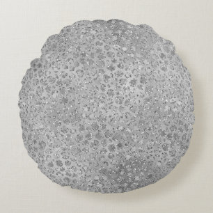 Silver Leopard Grey Meow Kitty Cat  Round Cushion