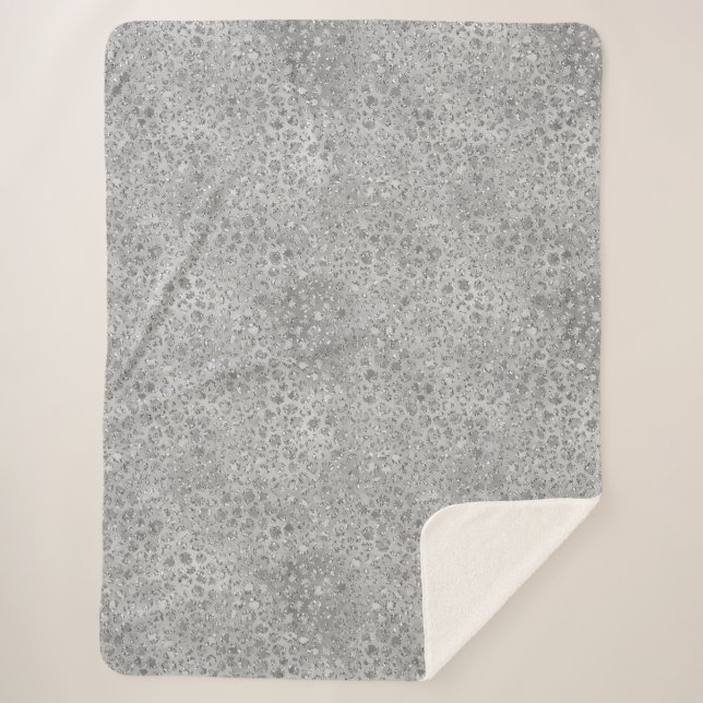 Silver Leopard Grey Meow Kitty Cat  Sherpa Blanket (Front)