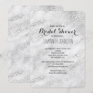 Silver Leopard Print bridal shower Invitation