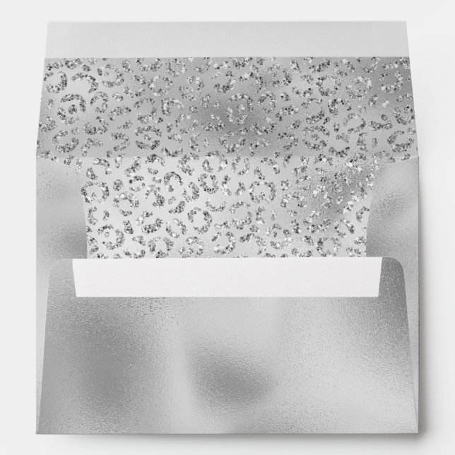 Silver Leopard Print Luxe Glitter    Envelope (Back (Bottom))