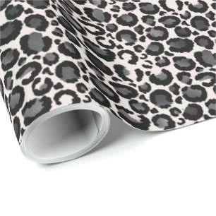 Silver Leopard Print Wrapping Paper