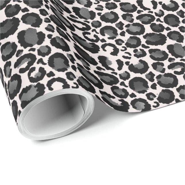 Silver Leopard Print Wrapping Paper (Roll Corner)
