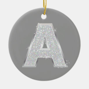 Silver Letter A Ceramic Tree Decoration