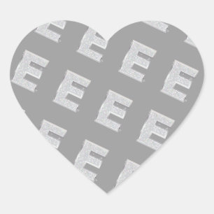 Silver Letter E Heart Sticker