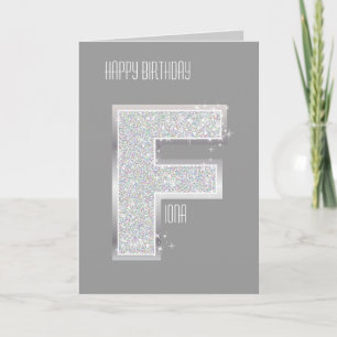 Silver Letter F Card